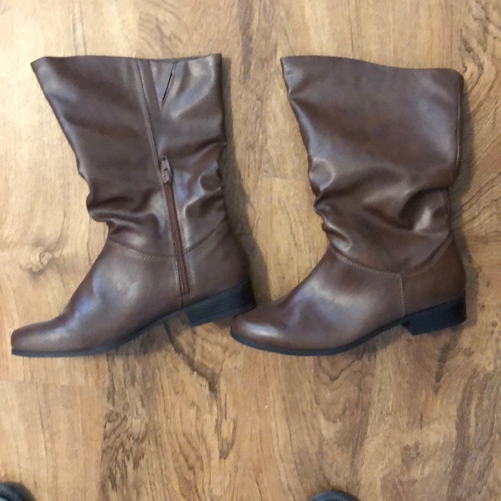 Brown leather boots